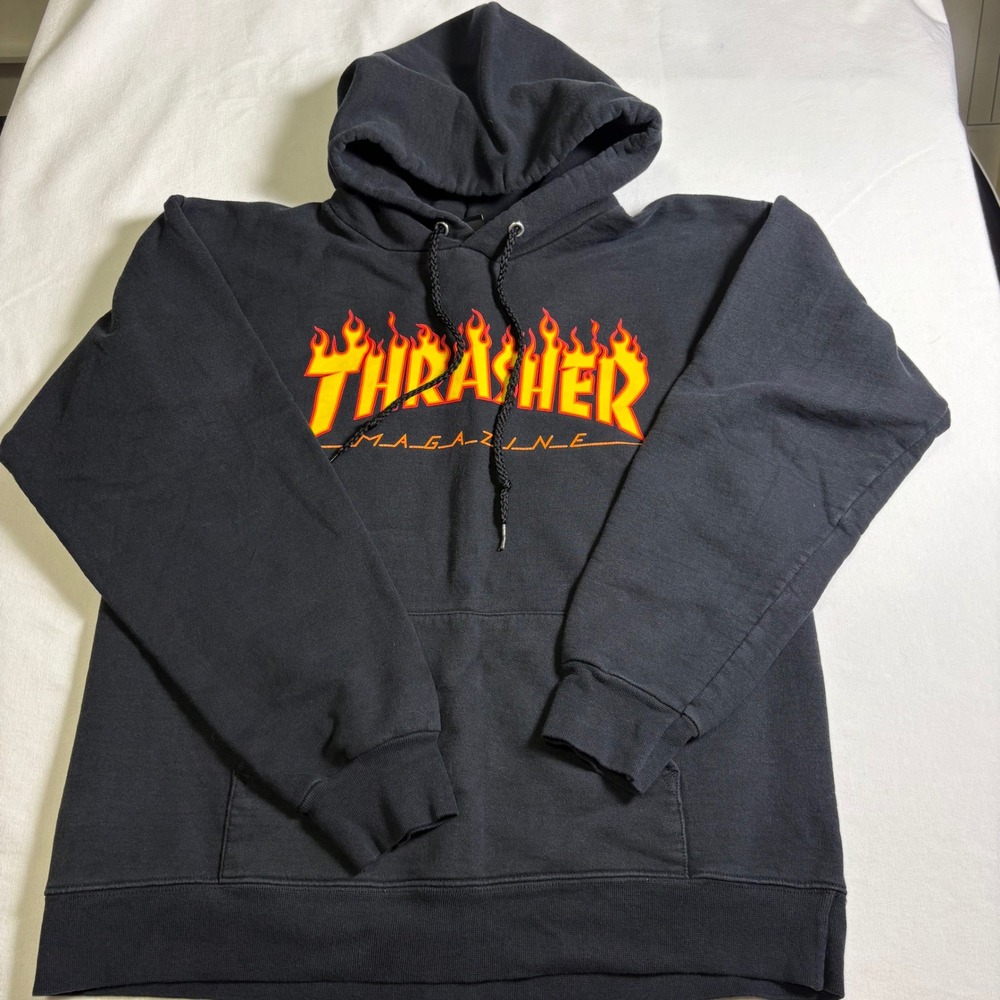 Thrasher, Hoodie, Small, Black, Flame Logo Skate Streetwear, MSRP $60